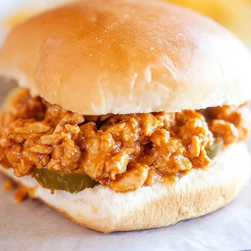 A close-up of delicious Cajun Chicken Sloppy Joes