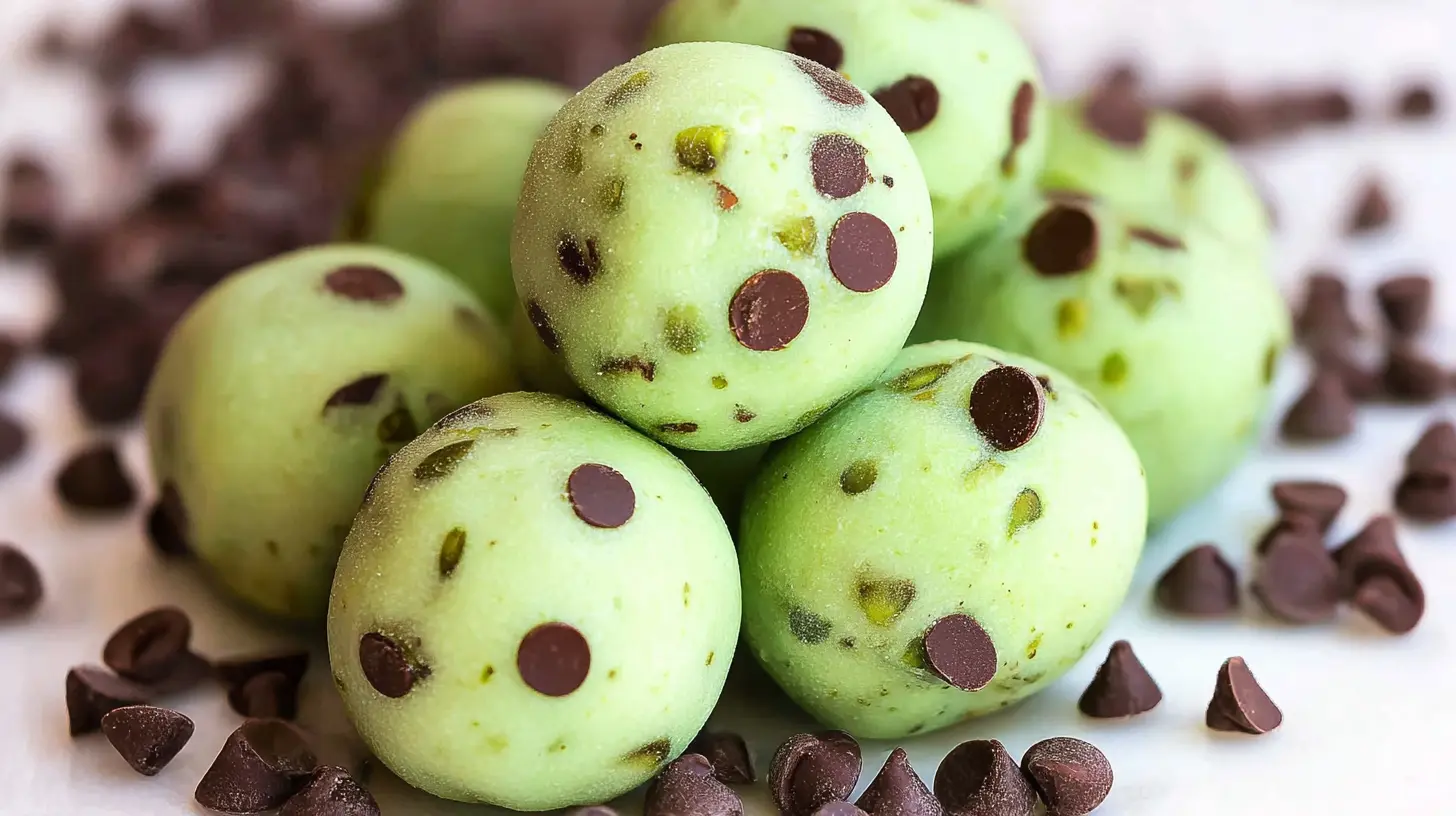Several homemade Andes Mint Chocolate Truffles arranged artfully on a serving dish.