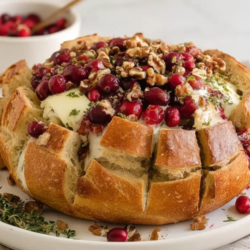 A rustic cranberry brie sourdough bread loaf with a crispy crust.