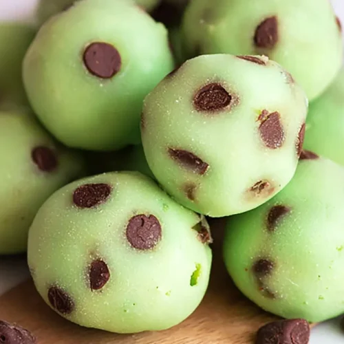 A close-up of creamy Andes Mint Chocolate Truffles, showcasing their smooth texture.