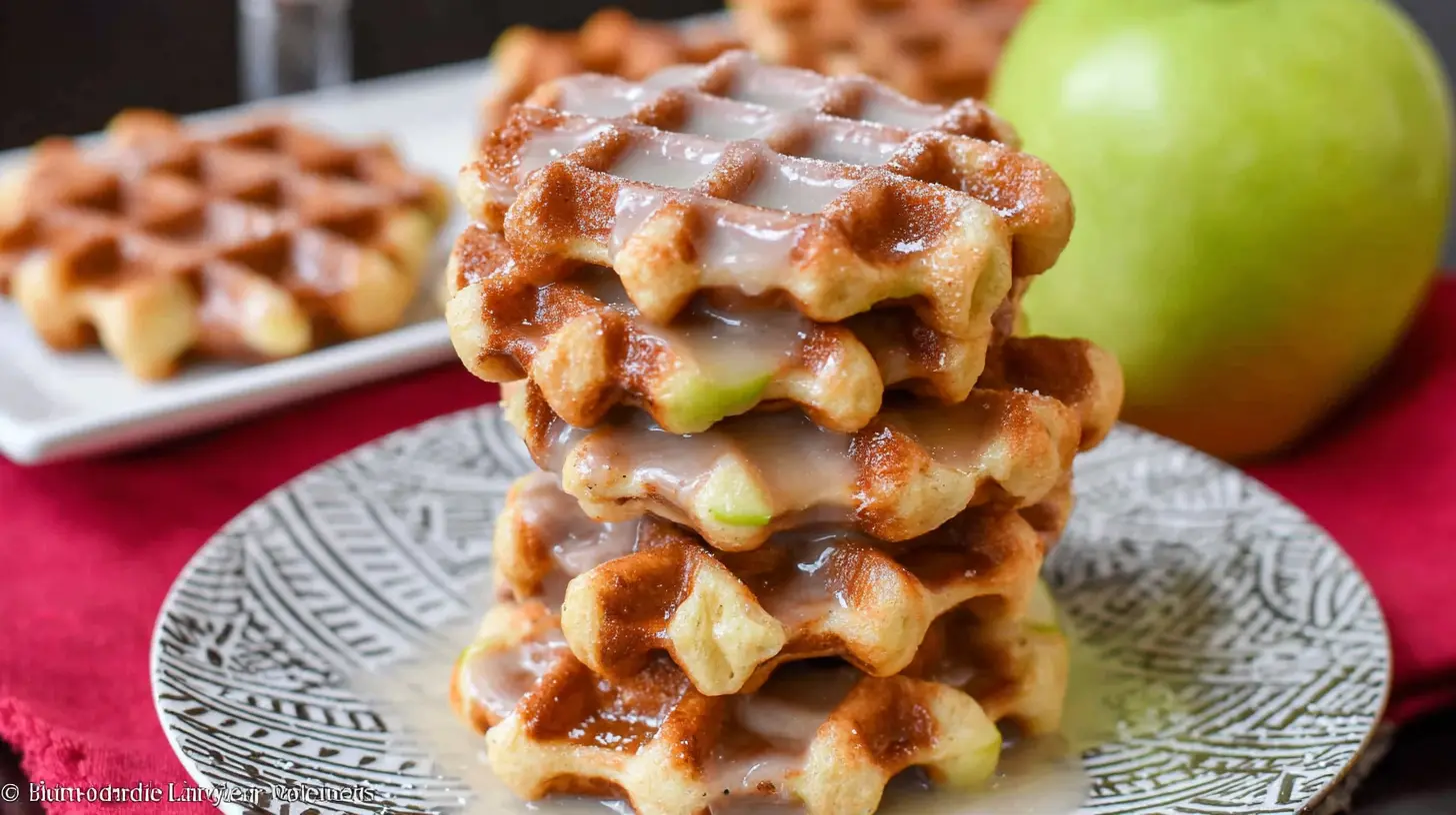 Delicious apple fritter waffle donuts, ready to be enjoyed as a sweet treat.