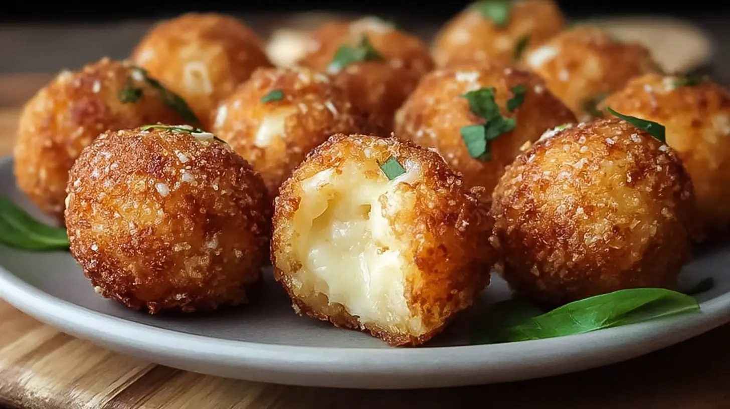 A plate of delicious, crunchy crispy mashed potato cheese bites