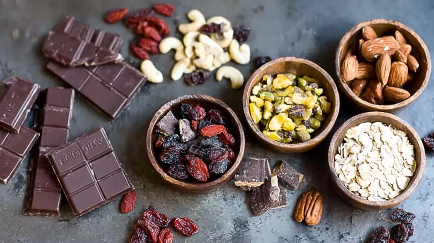 Various ingredients of Dark Chocolate-Cherry Trail Mix, highlighting its anti-inflammatory properties