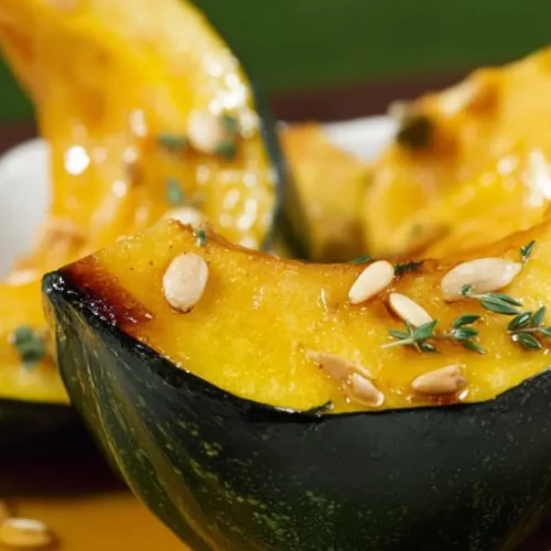 Delicious honey glazed acorn squash, perfectly roasted
