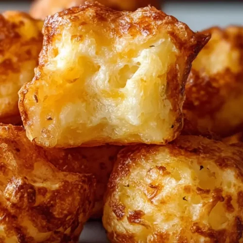 Golden-brown leftover mashed potato cheese puffs on a baking sheet