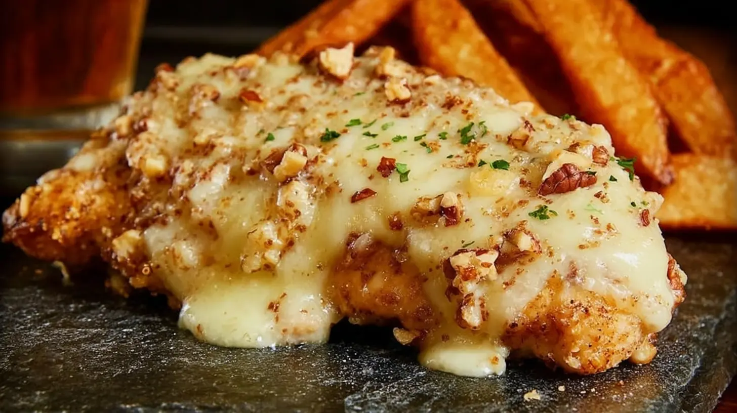 Close-up of Longhorn Steakhouse Parmesan Chicken, perfectly cooked
