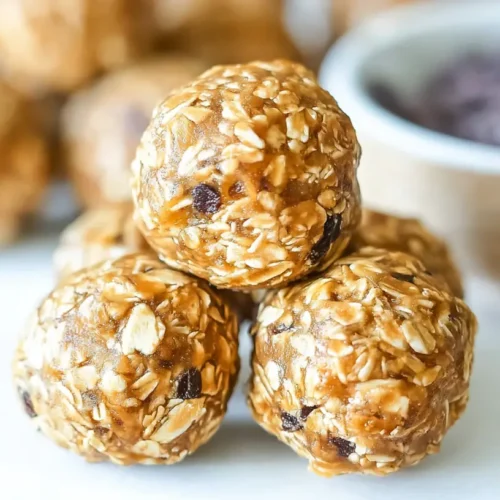 A serving of no-bake peanut butter energy bites, perfect for a quick snack.