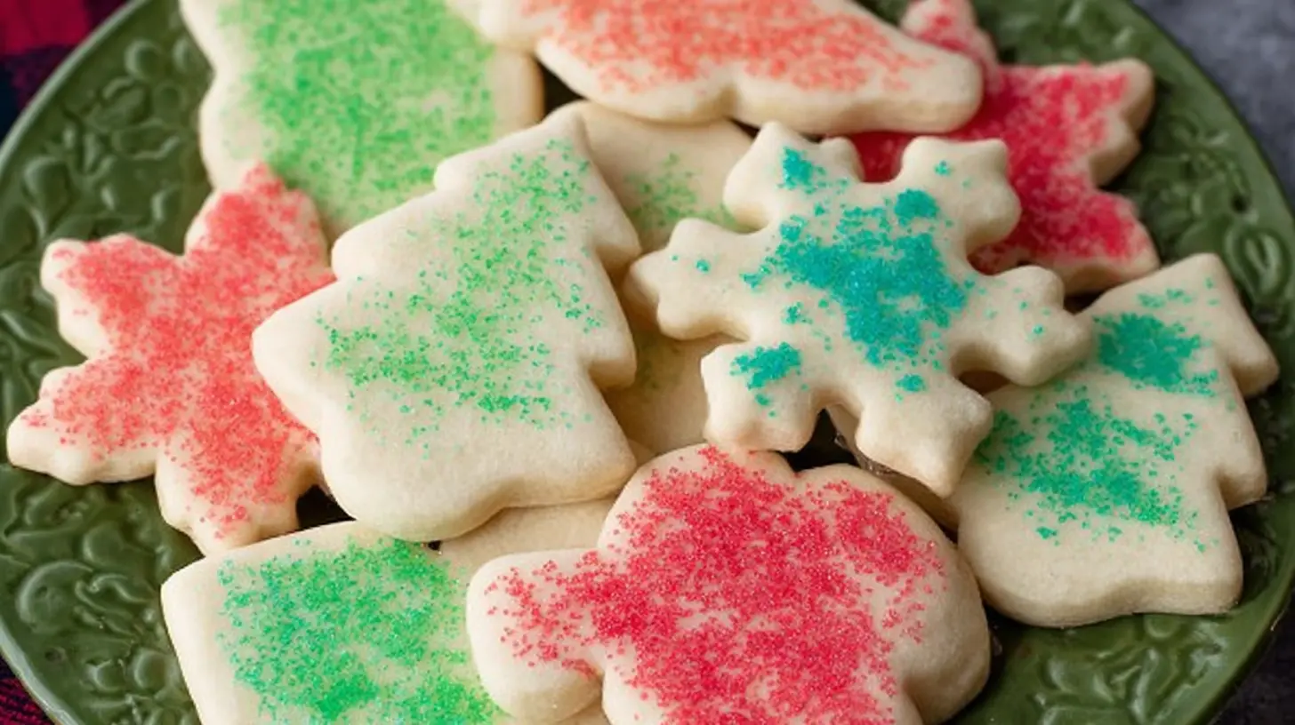 Various shapes of easy cut out sugar cookies on a baking sheet.