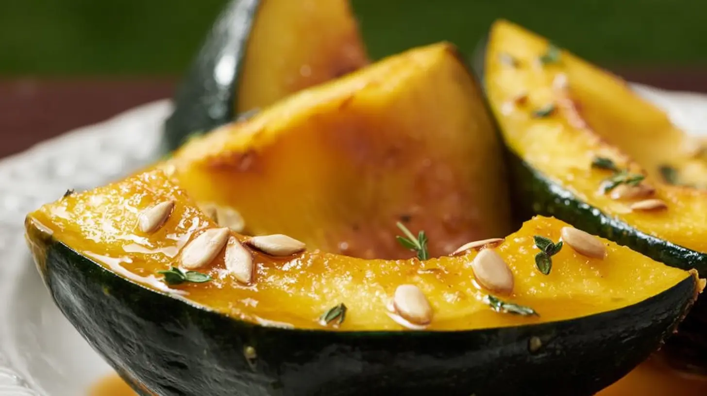 A serving of honey glazed acorn squash, beautifully prepared