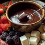 Warm chocolate fondue, perfect for dipping