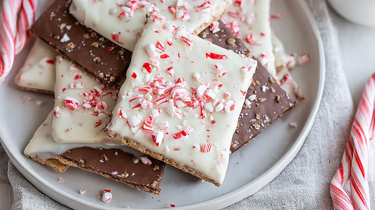 Several Peppermint Crunch White Chocolate Covered Graham Crackers with festive sprinkles.