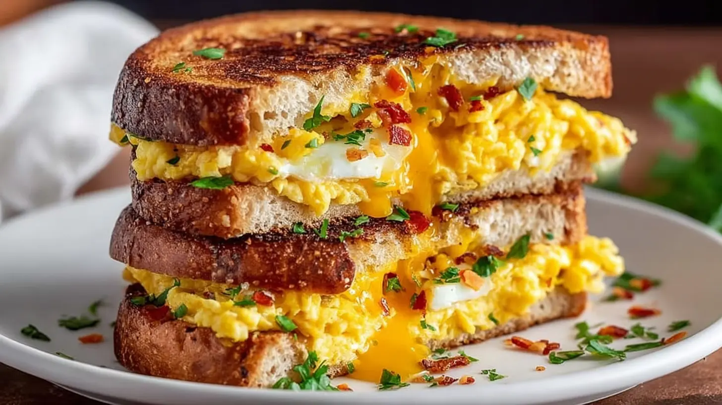 Delicious 5-minute breakfast sandwich featuring a fried egg and ham