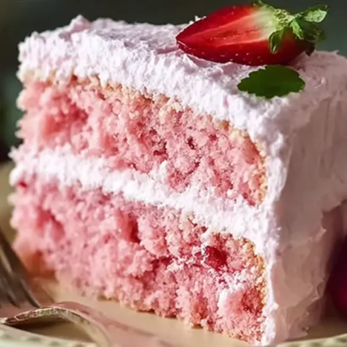 A beautifully decorated homemade strawberry cake with fresh berries.