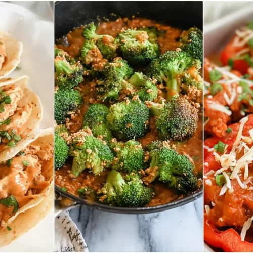 A table spread with various dishes that form an easy dinner recipe healthy for families.