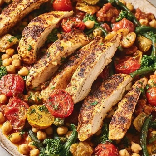 A colorful, easy dinner recipe that is both healthy and filling, displayed attractively.