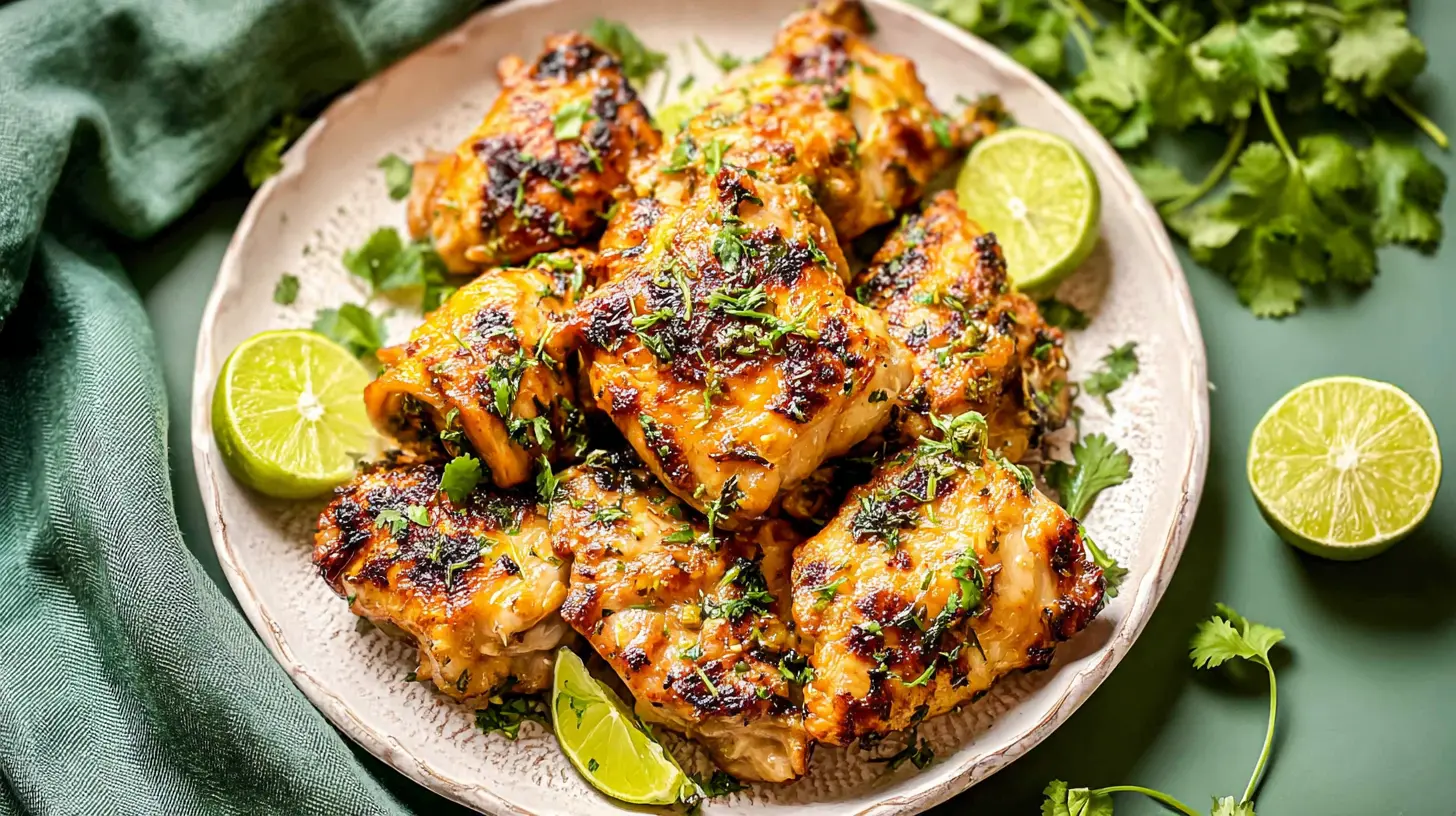 Delicious and economical chicken thigh dinner plate.