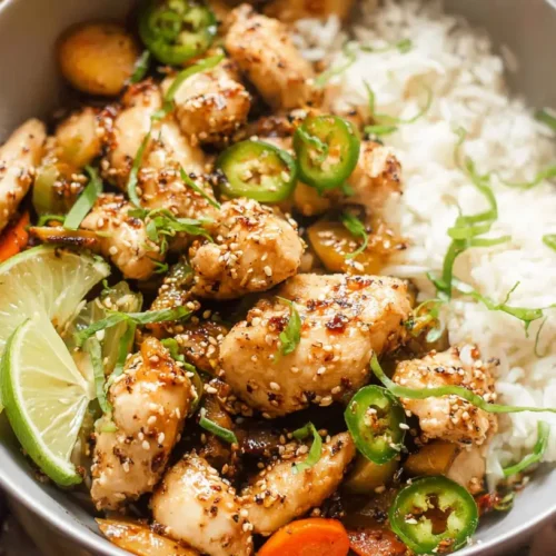 A colorful, healthy dinner recipe laid out for quick preparation