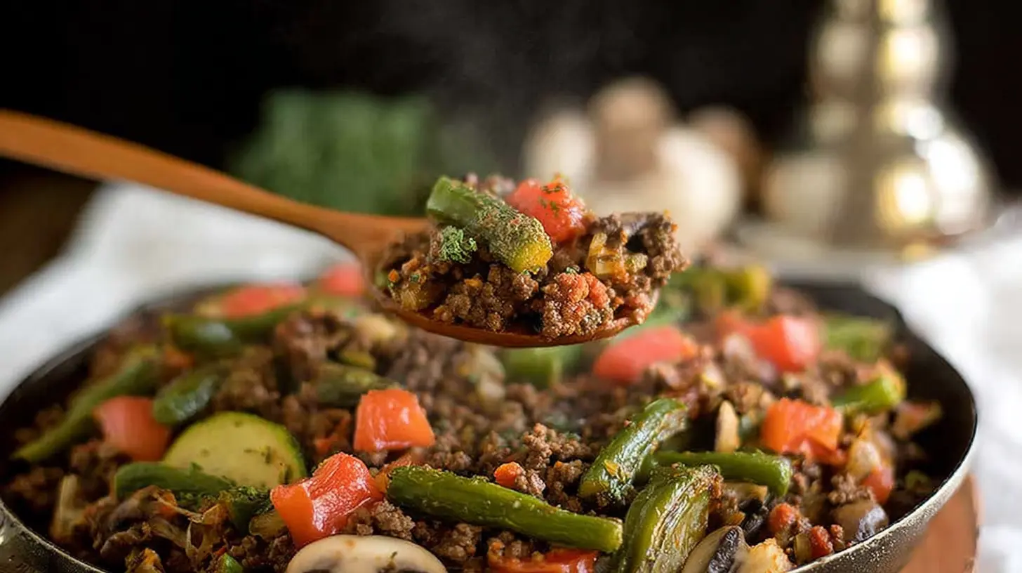 Savory ground beef skillet meal with potatoes and carrots