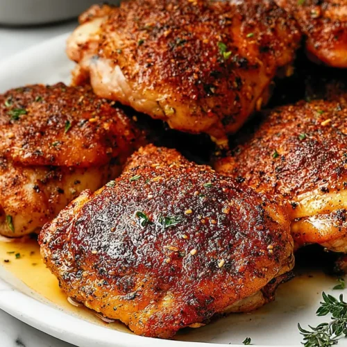 A simple skillet chicken thigh recipe cooked to golden perfection with herbs.