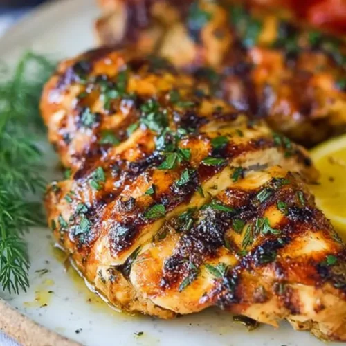 A delicious summer grilled chicken dinner with perfectly charred marks.