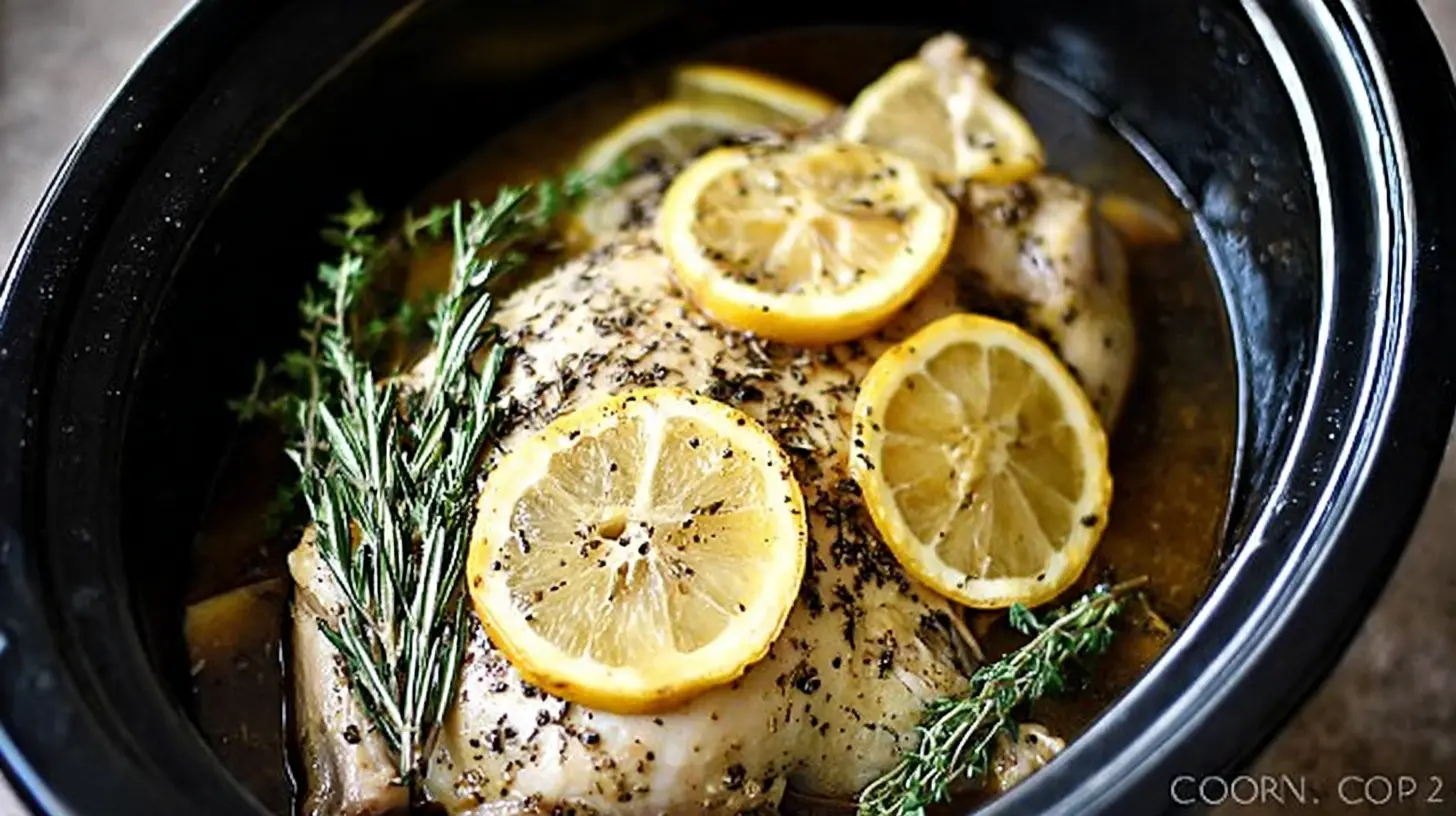 A hearty meal of lemon herb chicken prepared in a crockpot