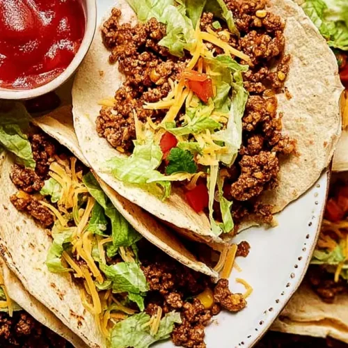A colorful weeknight taco dinner, ready to be served.
