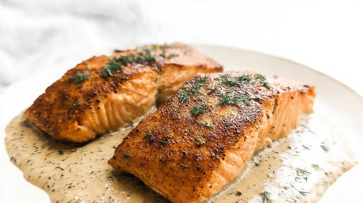 Pan seared salmon fillet for beginners, showing a flaky and moist interior.