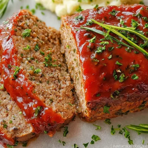 A steaming classic meatloaf dinner served on a plate with sides.