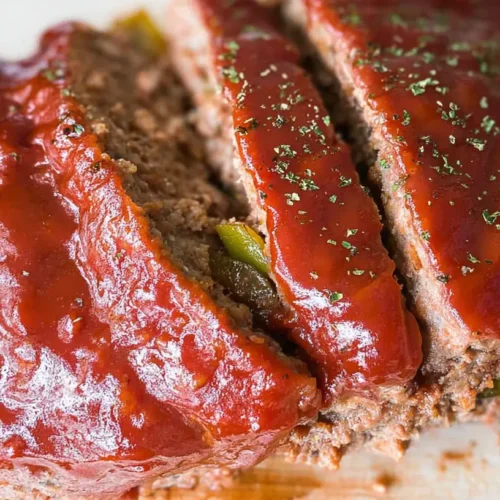 A healthy meatloaf with visible vegetables baked to perfection