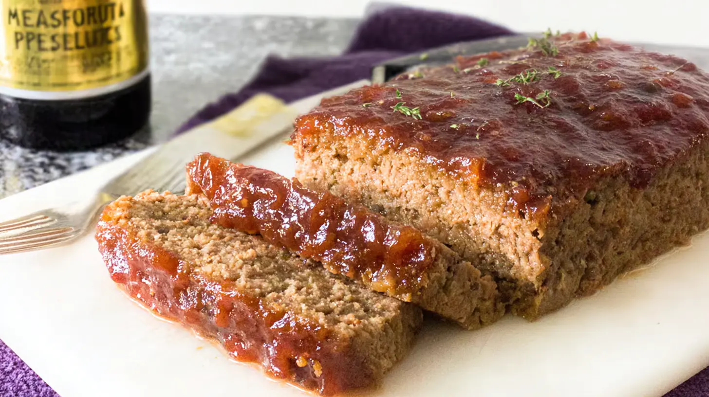 Warm, rustic old-fashioned meatloaf recipe with a savory glaze.
