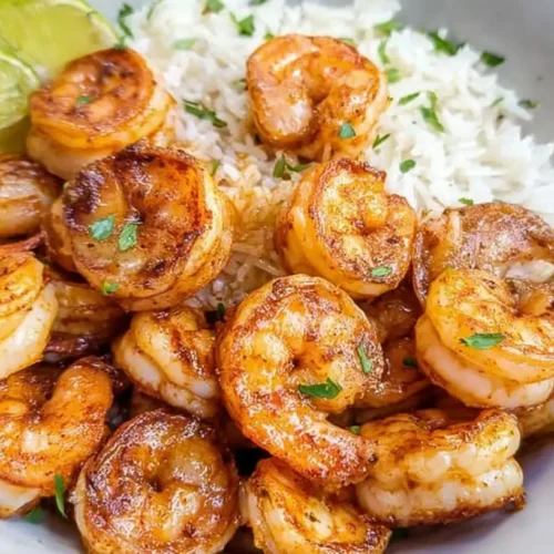 A full protein-packed shrimp plate with various sides