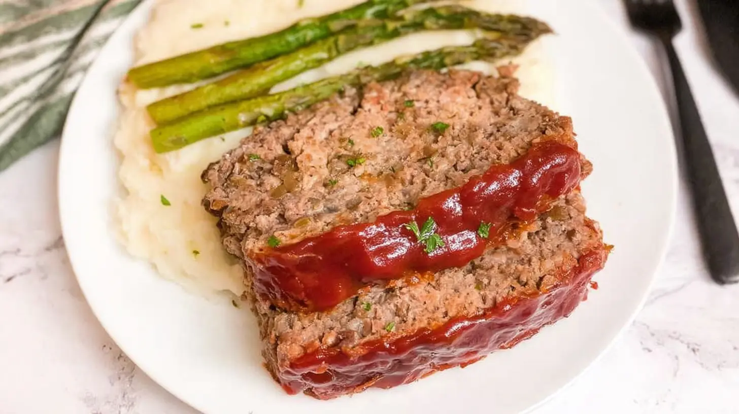 Cooked meatloaf, simple and delicious with minimal ingredients.