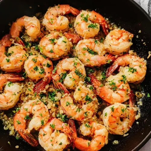 A colorful quick shrimp skillet recipe with vegetables