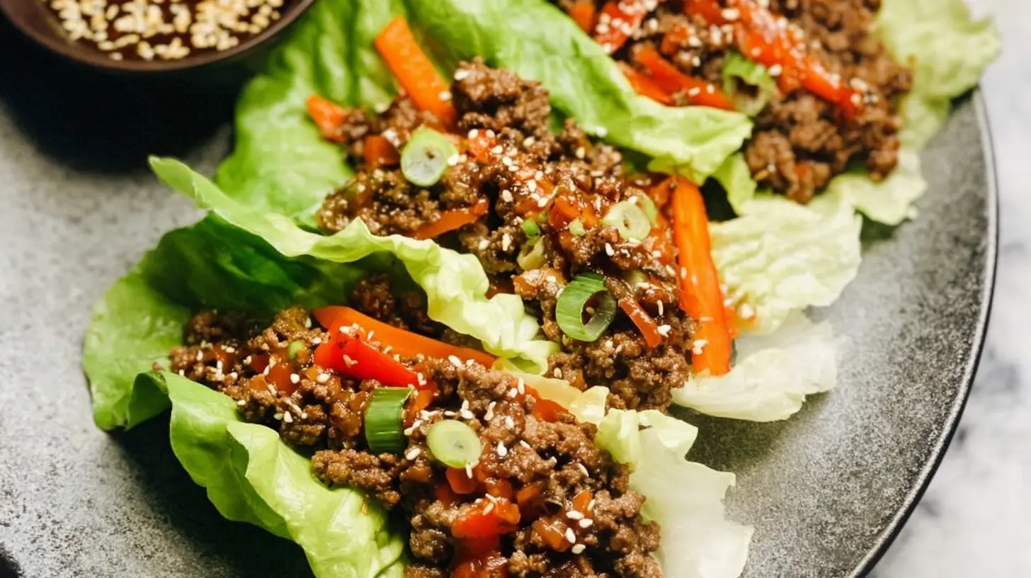 A serving of savory lean ground beef nestled in crisp lettuce leaves
