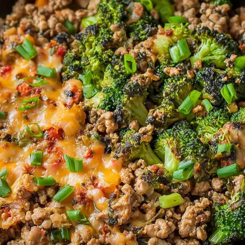 A balanced ground turkey dinner with colorful vegetables