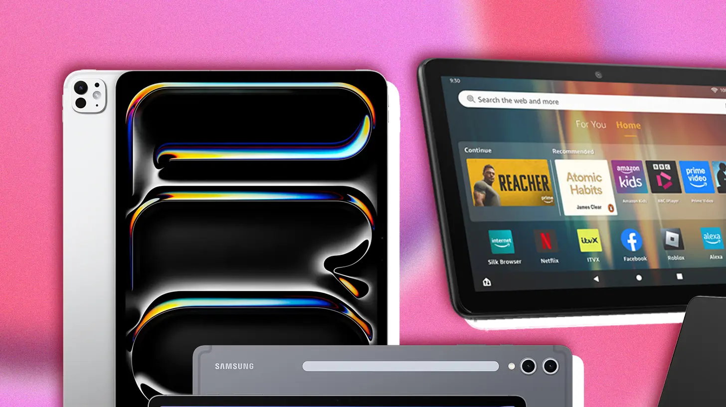 An open affordable tablet showing educational content, perfect for students.