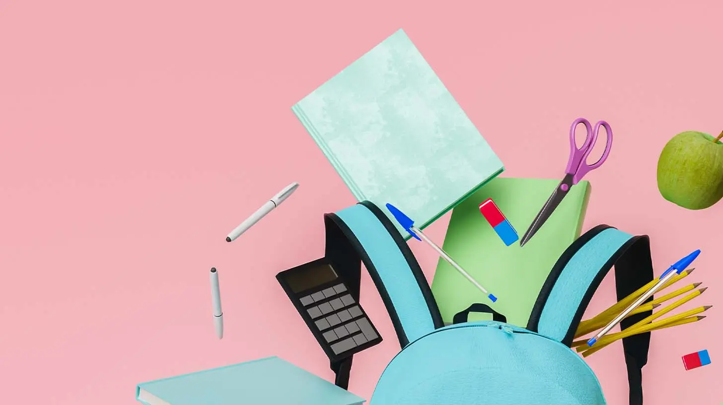 A graphic promoting Back to School Sales 2026 with school supplies backdrop