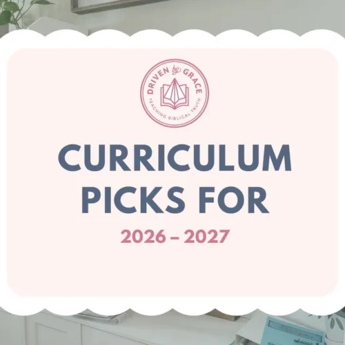Various educational materials for Homeschool Curriculum 2026 displayed on a desk