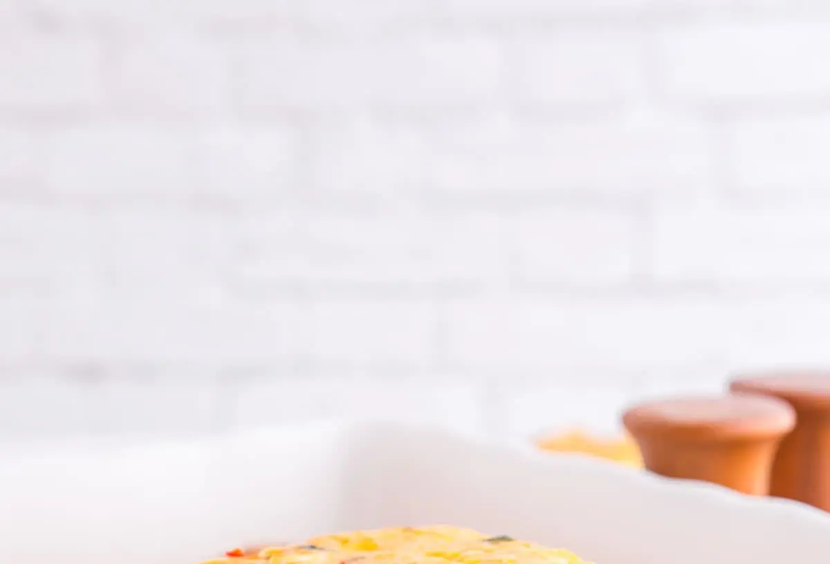 A freshly baked meal prep breakfast casserole, ready for the week ahead.