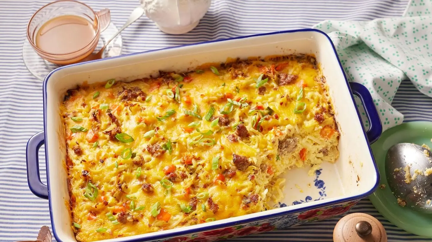 A delicious prep-ahead breakfast casserole, ready for mornings